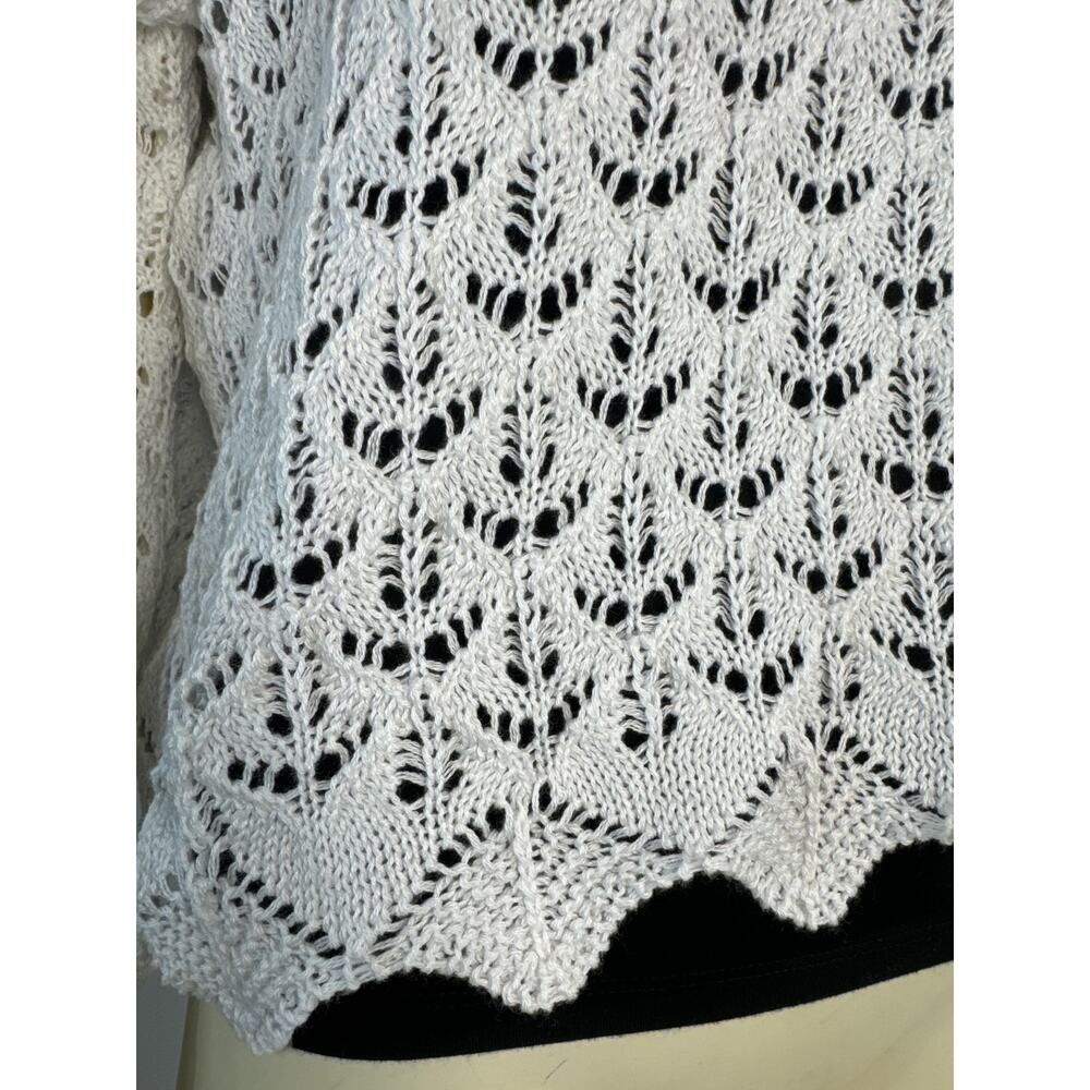 NWT CCK Style White Crochet crewneck with large sexy neck, scalloped size medium - Picture 4 of 12